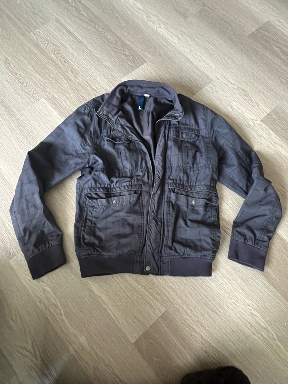 Men's Dark Gray Utility Bomber Jacket - Brand Not Visible